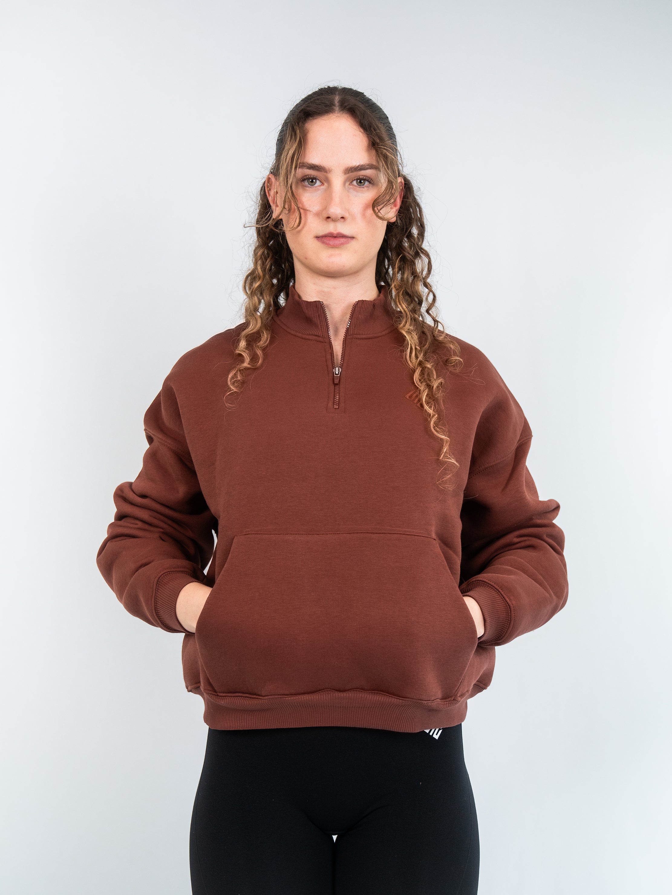 SUPRCRAFT Quarter Zip Sweater Rusty Brown