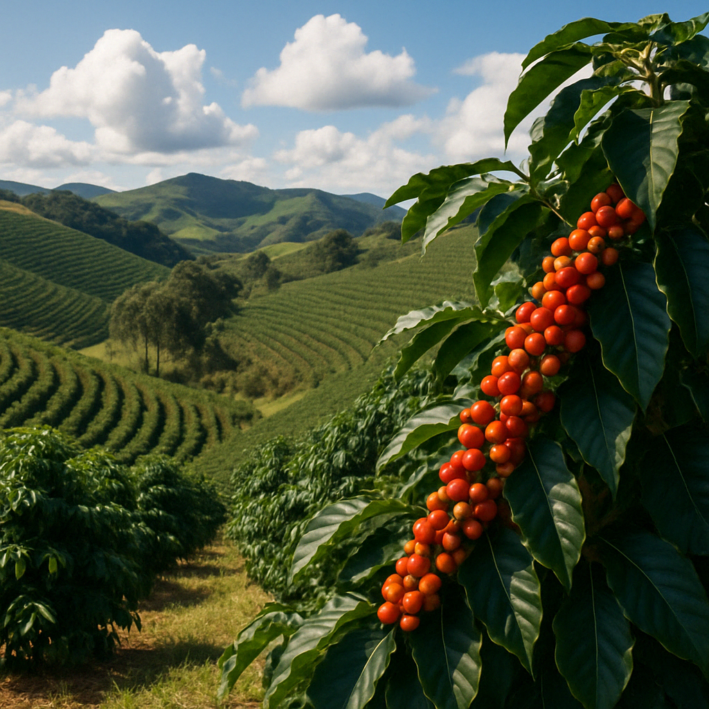 Die Kaffeebohnen unseres Kaffees stammen aus Brasilien.