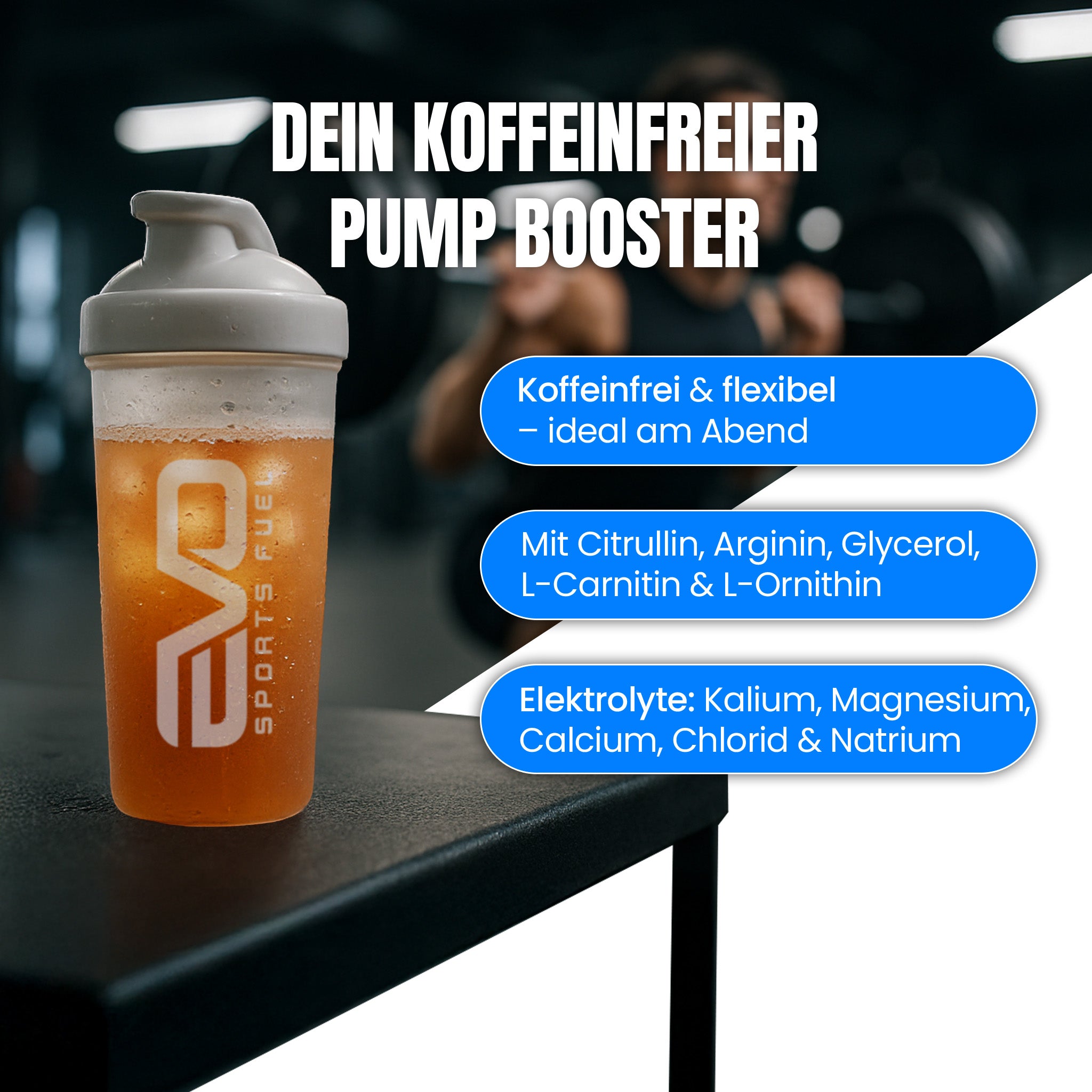 EVO CRAFT PRO Pump Booster ohne Koffein in einem Shaker – ideal für Abend-Workouts dank flexibler Anwendung und klarer Inhaltsstoffe