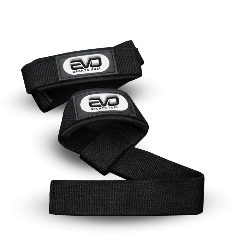 Produktbild: Schwarze Zughilfen mit stylischen EVO SPORTS FUEL Logo