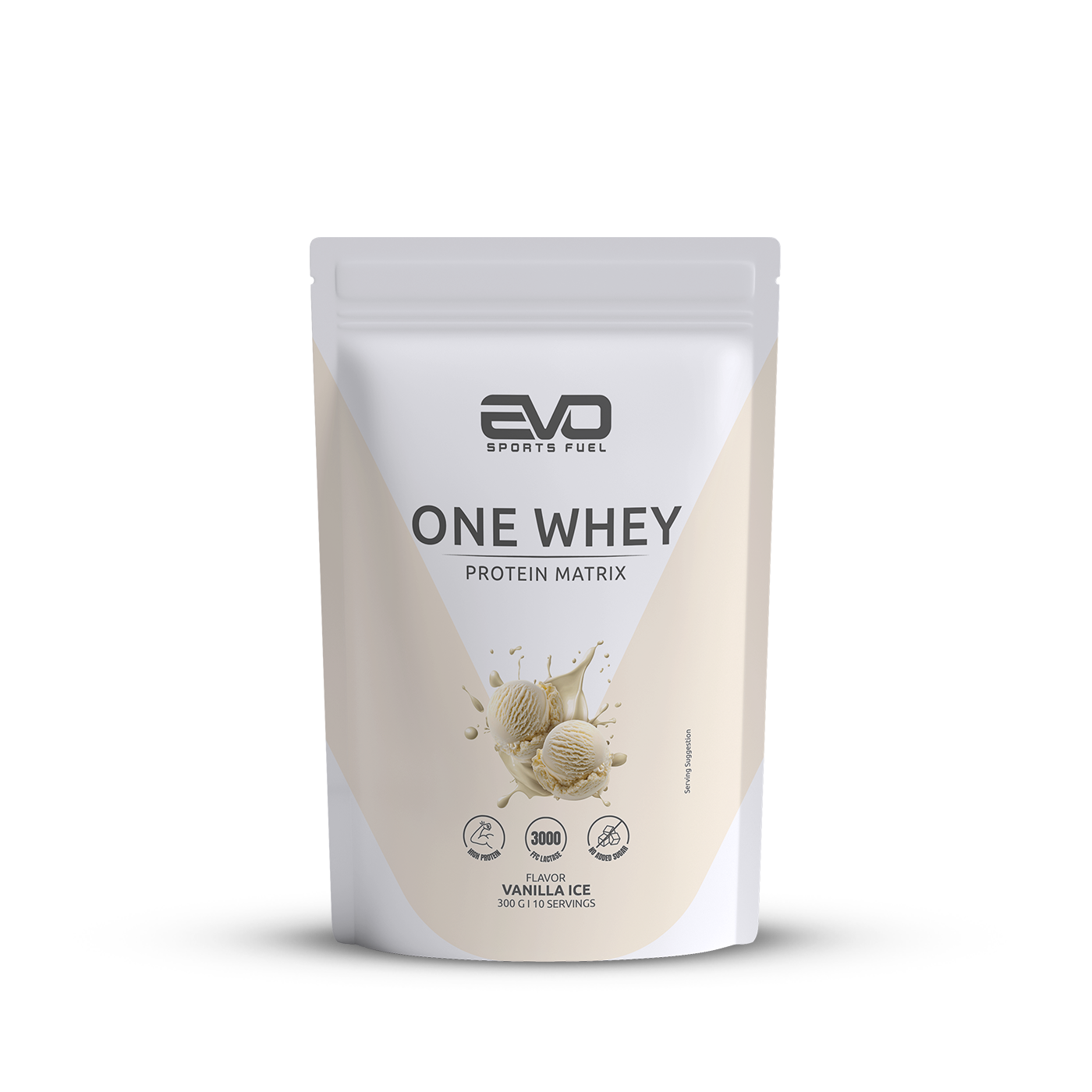 EVO SPORTS FUEL ONE WHEY Vanilla Ice – Proteinshake mit klassischem Vanilleeis-Geschmack. Hochwertige Whey Protein Matrix mit Laktase für eine optimale Versorgung nach dem Training.