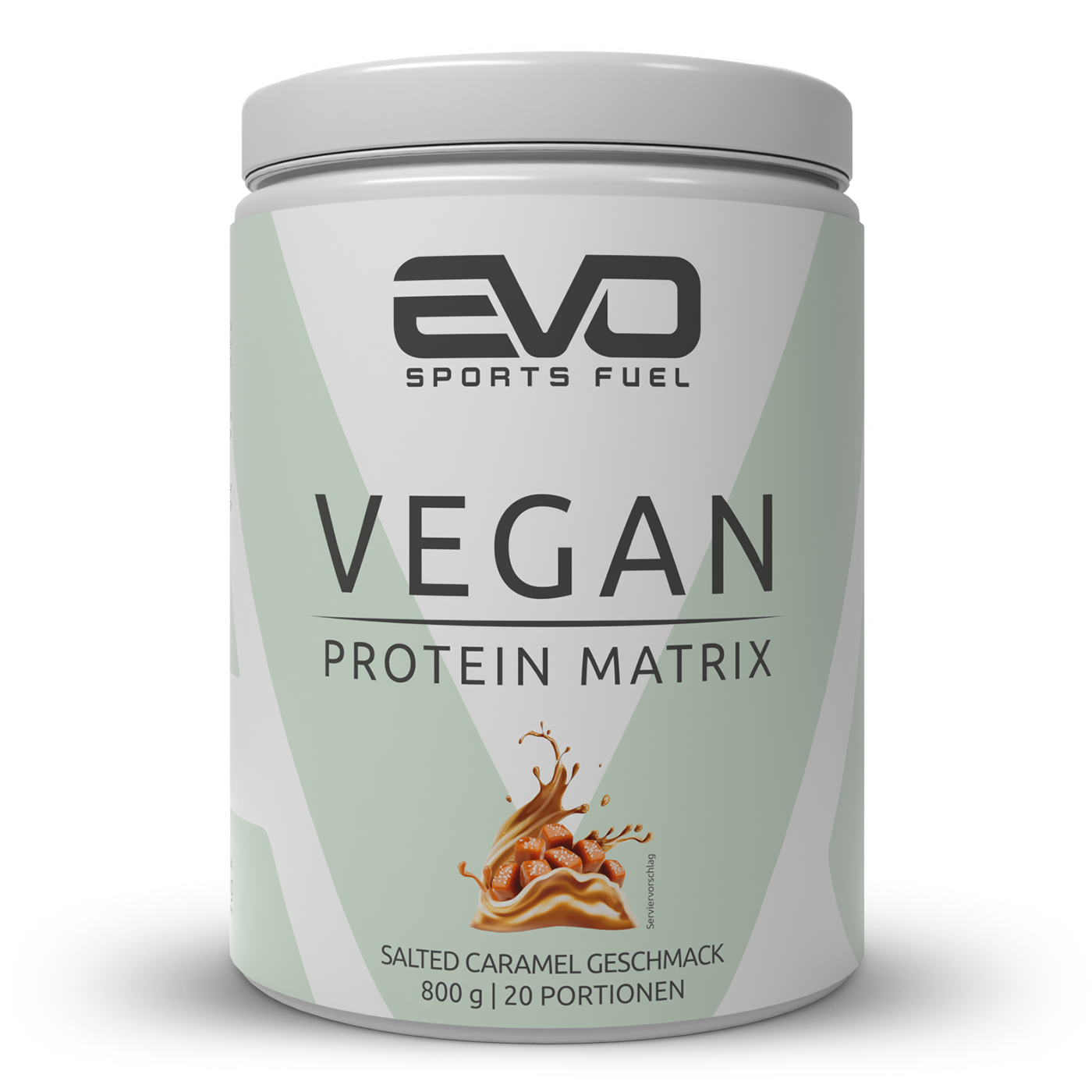 EVO SPORTS FUEL Veganes Proteinpulver ohne Soja – Vegan Protein Matrix Salted Caramel Geschmack in 800-g-Dose