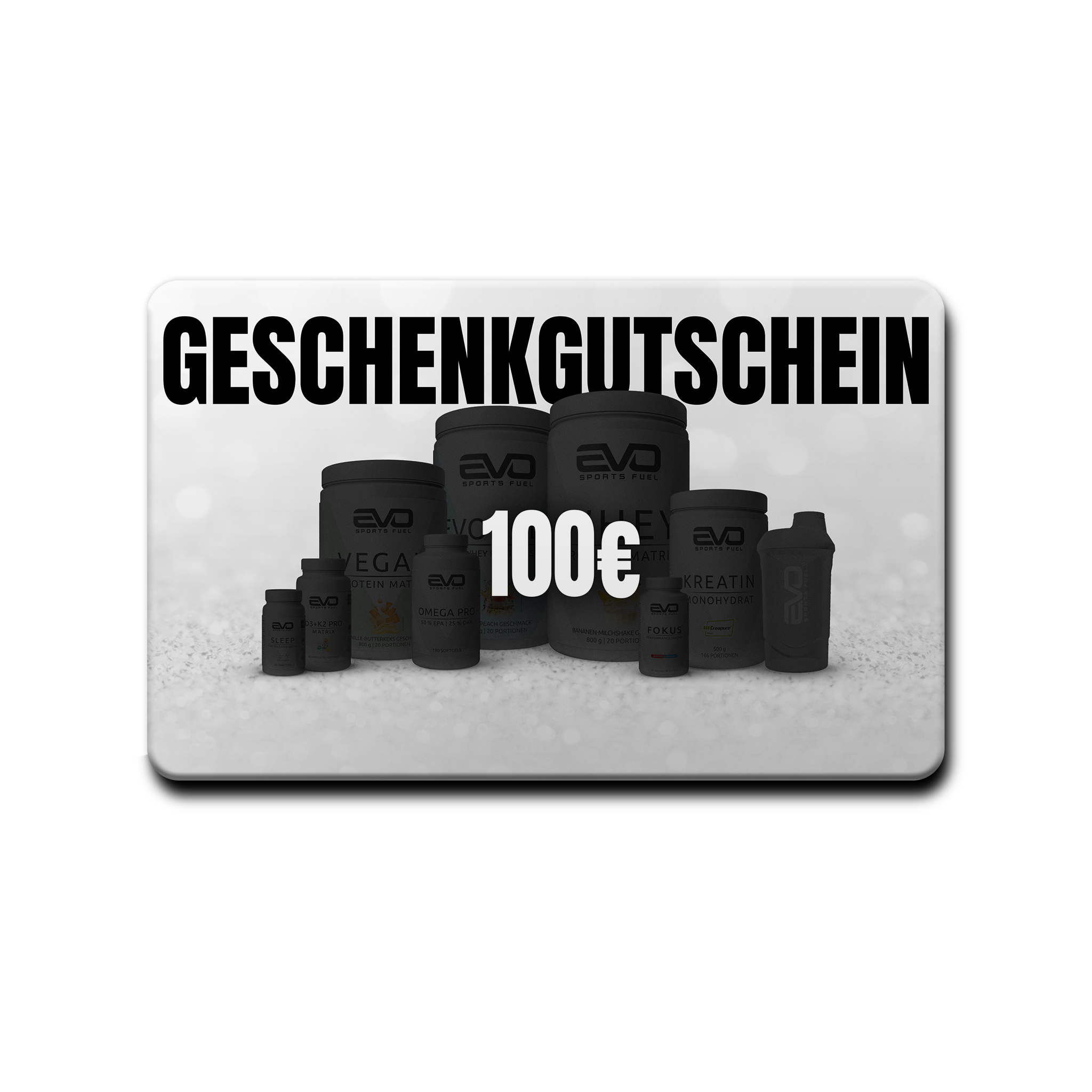 EVO SPORTS FUEL 100 € Geschenkgutschein – digitale Geschenkoption für Sportbegeisterte