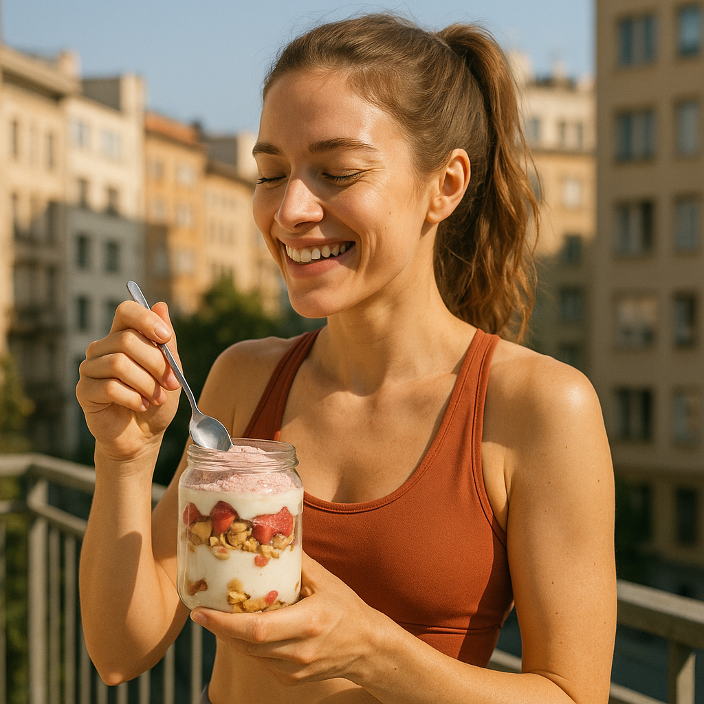 FlavUp eignet sich perfekt für Naturjoghurt oder Skyr. Dein Mealprep war noch nie so lecker!