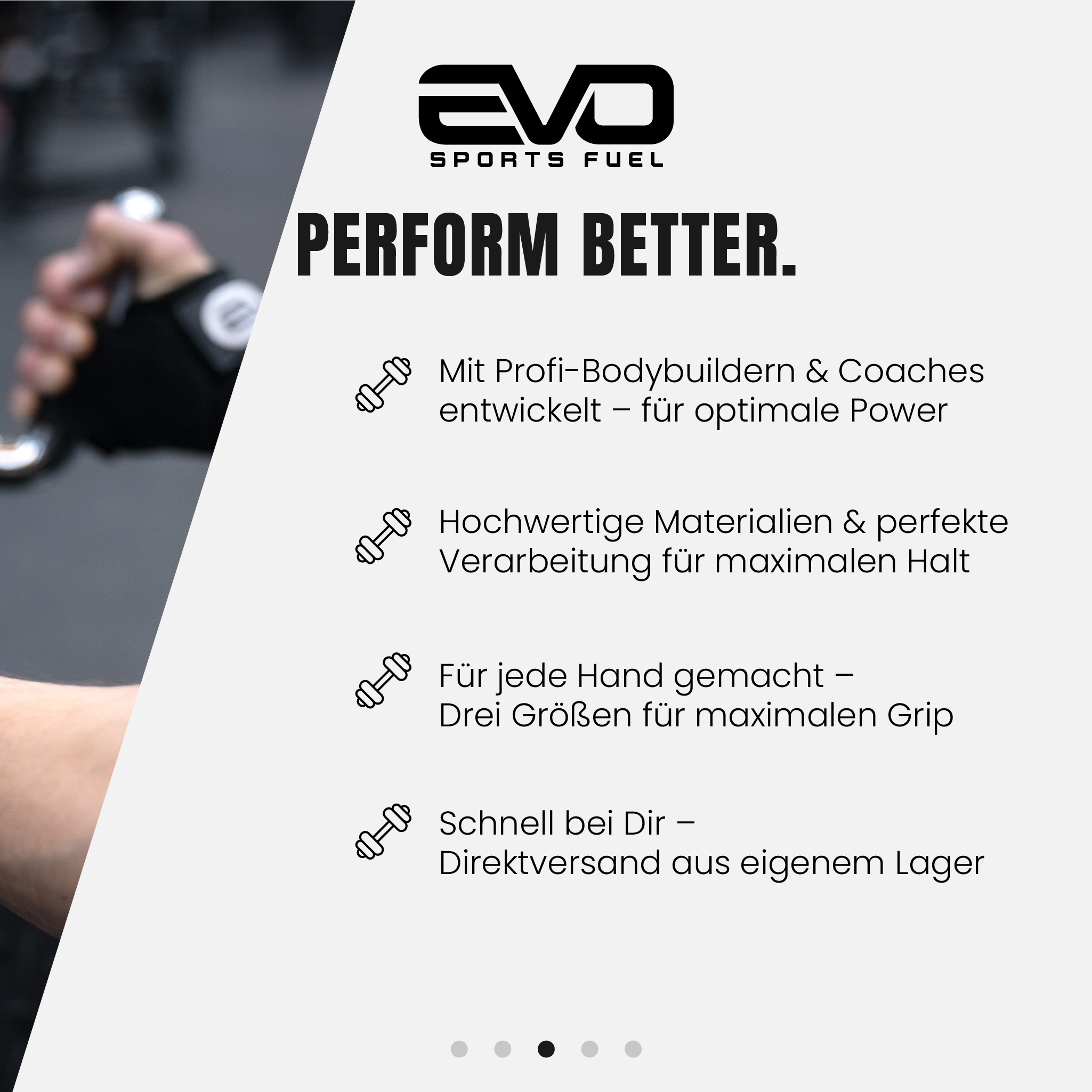 EVO Grips wurden mit Experten entwickelt und von Athleten getest. Sie bestehen aus Hochwertigen Materialien.