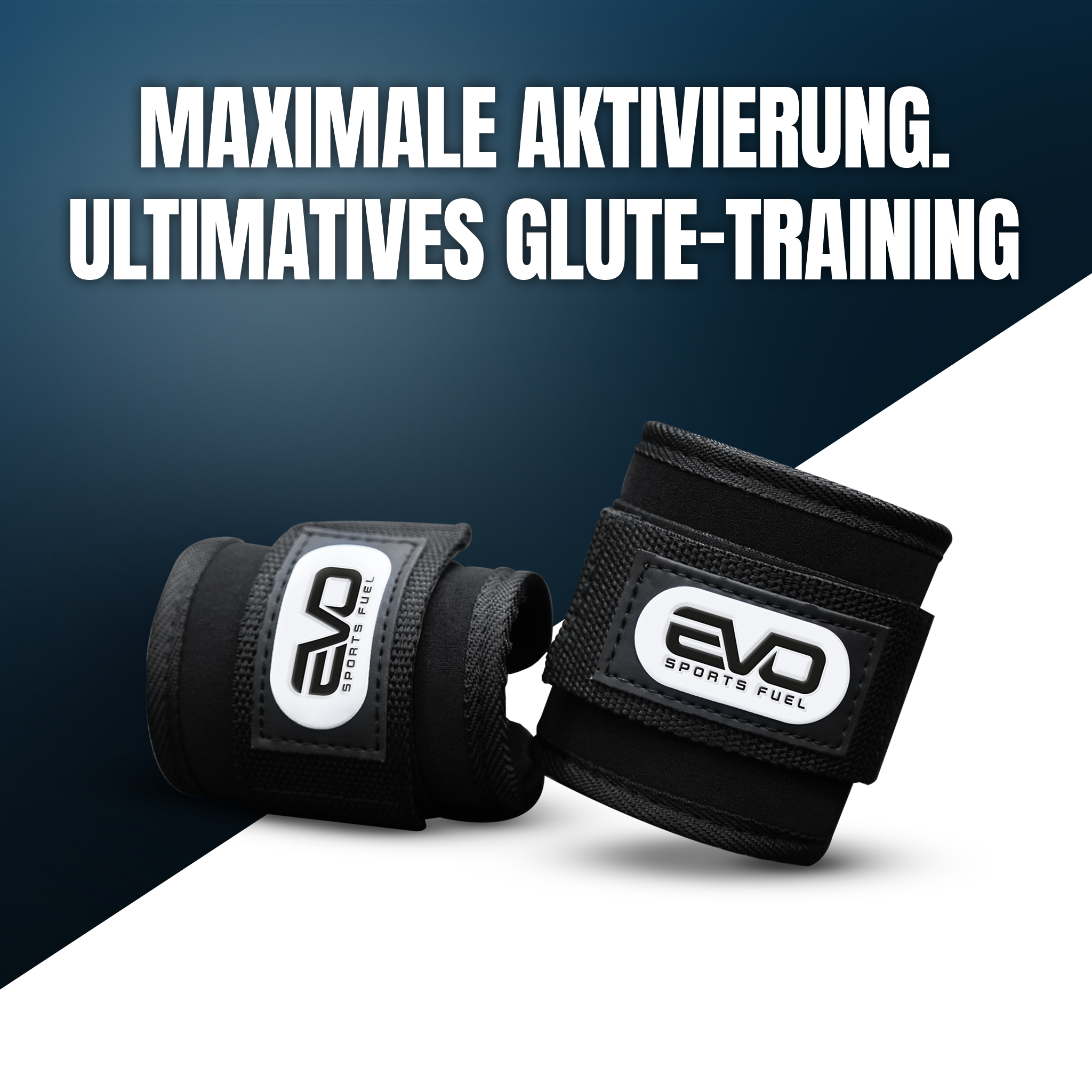 Zwei EVO Ankle Cuffs in Schwarz für effektives Glute-Training mit Kabelzug.