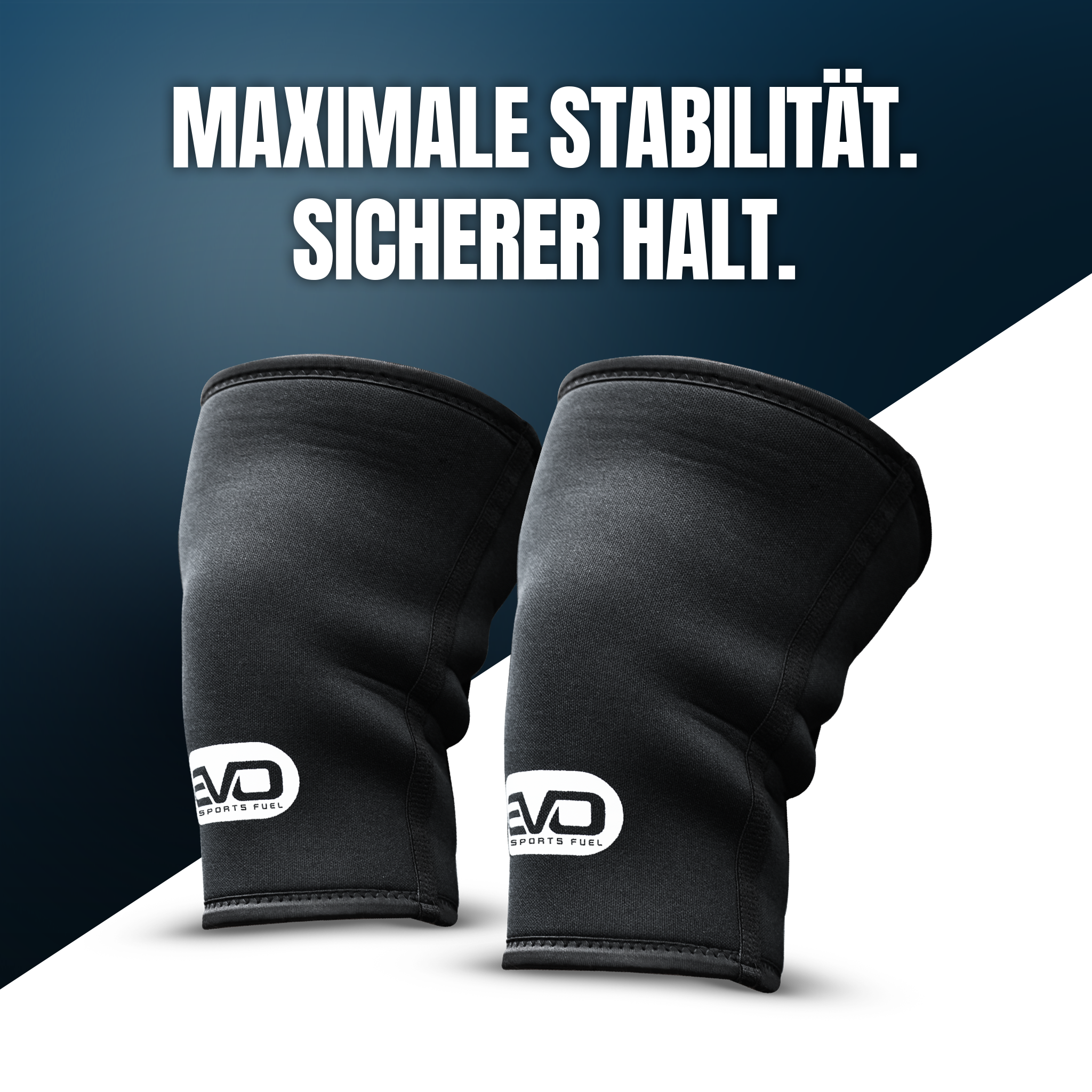 EVO Kniebandagen in Schwarz – für maximale Stabilität und sicheren Halt beim Beintraining.