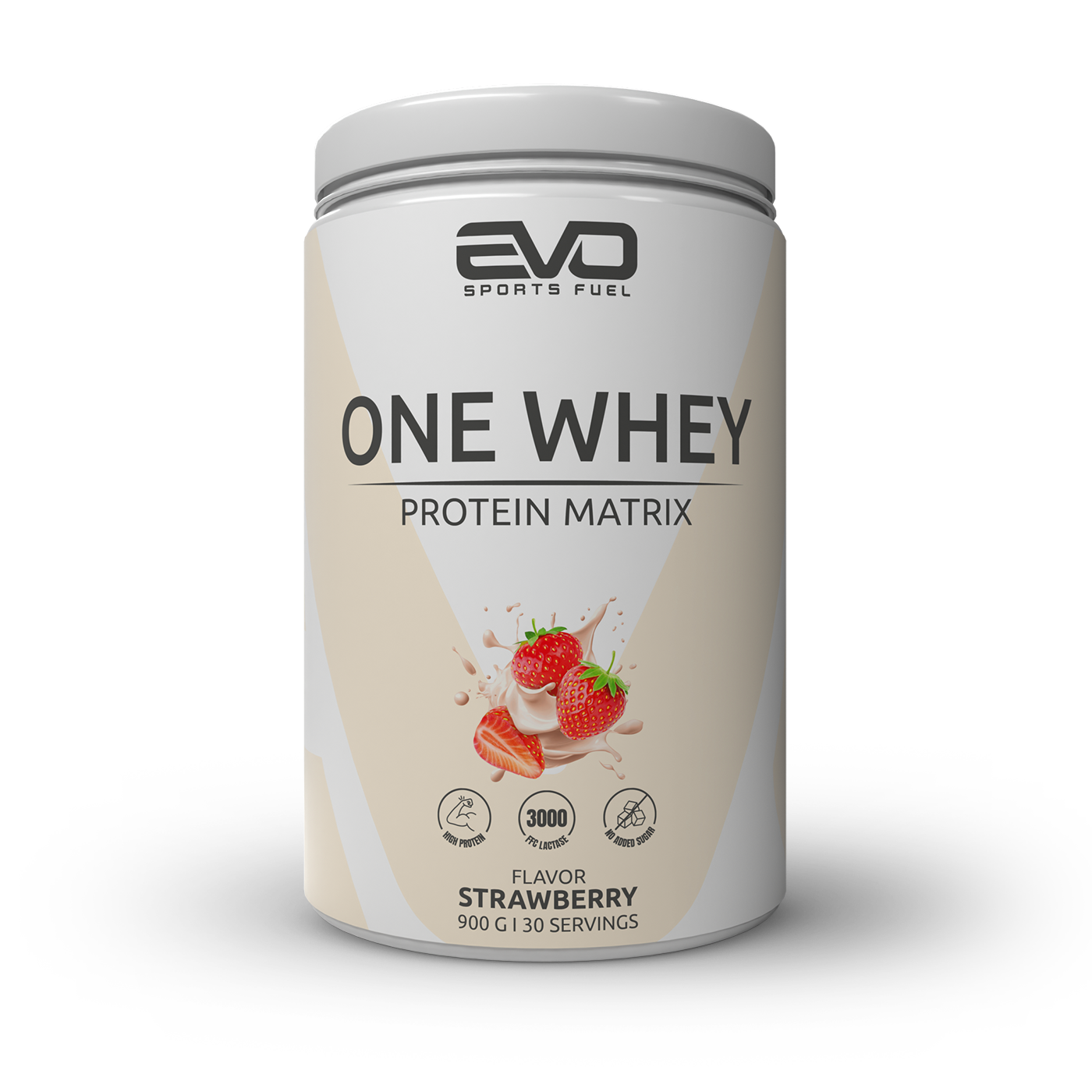 EVO SPORTS FUEL ONE WHEY Strawberry – cremiger Proteinshake mit Erdbeergeschmack. Hochwertige Protein Matrix mit Laktase für optimale Verträglichkeit im Alltag und Training.