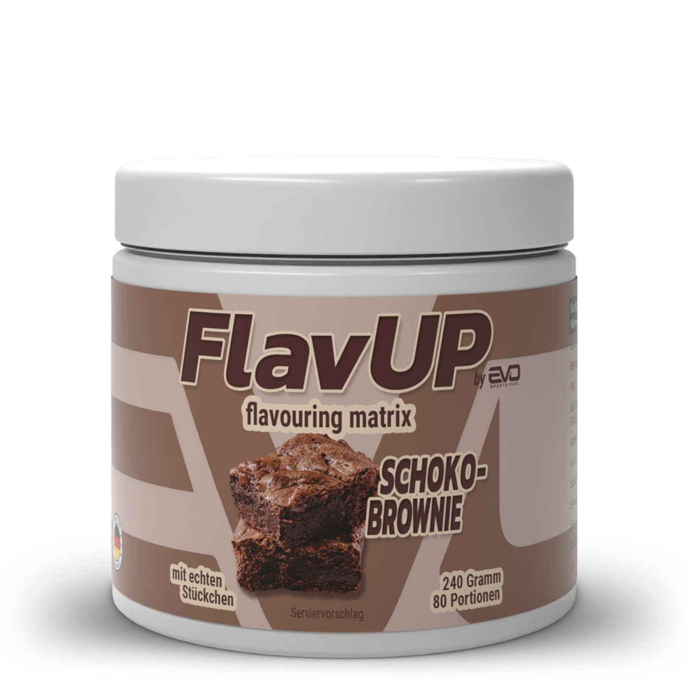 EVO SPORTS FUEL kalorienarmes Geschmackspulver FlavUP Schoko-Brownie – schokoladiges Flavour Powder mit Brownie-Geschmack