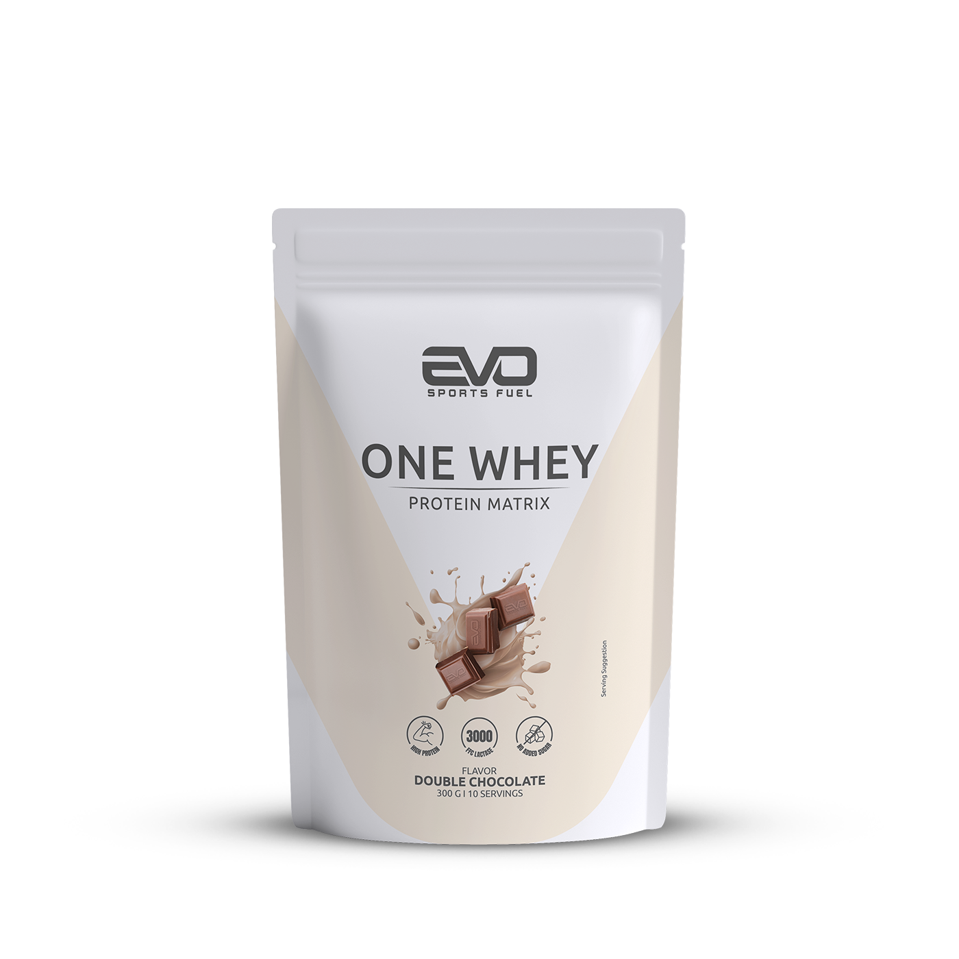 EVO SPORTS FUEL ONE WHEY Double Chocolate – Proteinshake mit intensivem Schokoladengeschmack. Hochwertige Whey Protein Matrix mit Laktase für gute Verträglichkeit im Training und Alltag.