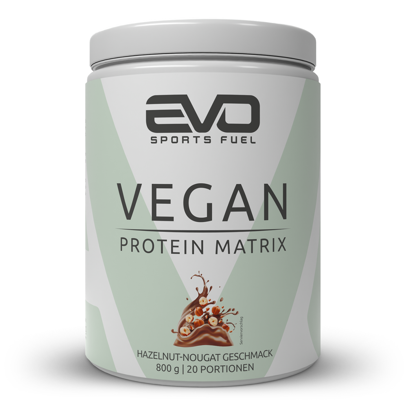 EVO SPORTS FUEL Veganes Proteinpulver ohne Soja – Vegan Protein Matrix Haselnuss-Nougat Geschmack in 800-g-Dose