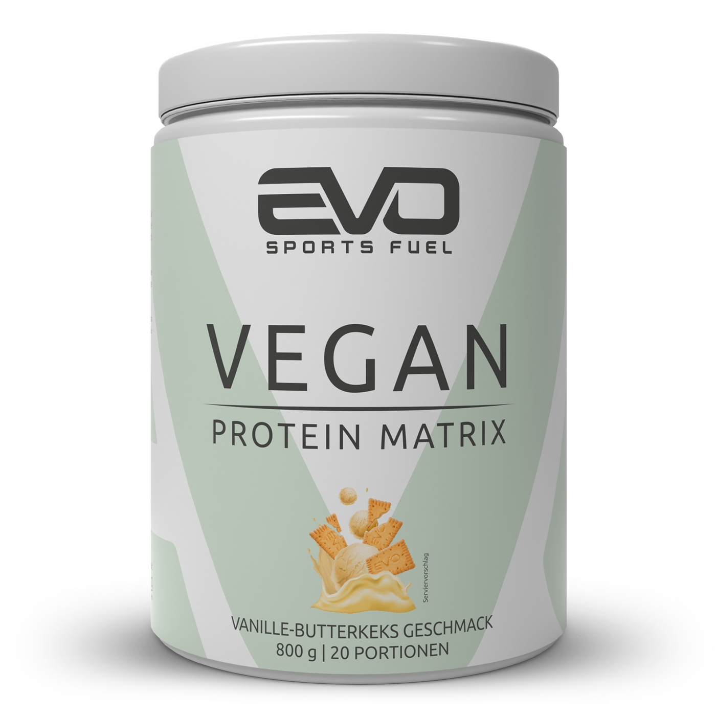 EVO SPORTS FUEL Veganes Proteinpulver ohne Soja – Vegan Protein Matrix Vanille-Butterkeks Geschmack in 800-g-Dose
